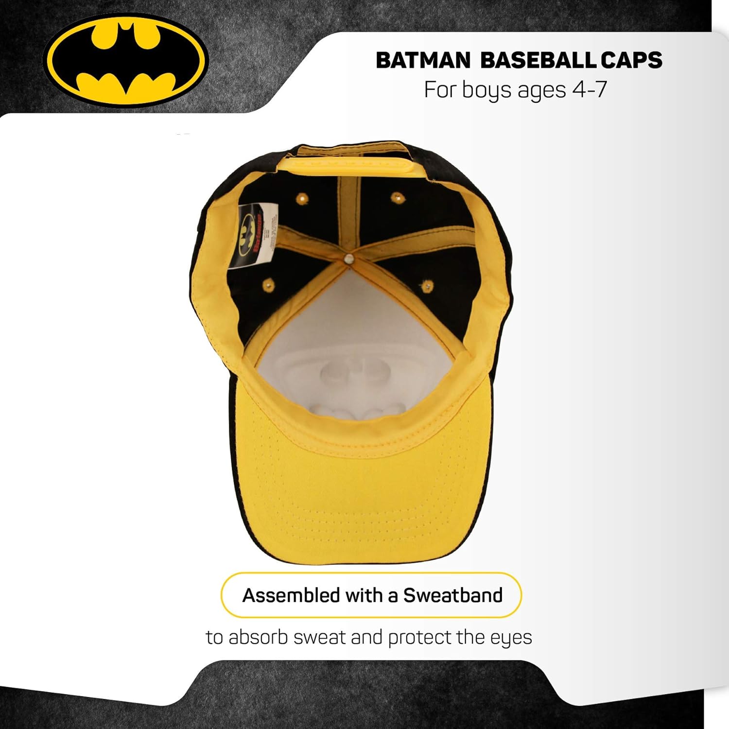DC Comics Toddler Hat for Boy’s Batman Kids Baseball Cap 3D Design, Black/Grey, Age 4-7: Clothing