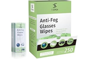 I-SPER Anti Fog Wipes for Glasses 250 Count Pre-Moistened Lens and Defogging Screen Cleaning Wipes for Glasses with a Carrying Box Individual Wrapped for Eyeglasses, Swim Goggles, Camera Lens