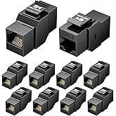 Cable Matters [UL Listed] 10-Pack 10Gbps Cat6 Keystone Coupler, Black | Female to Female Modular Jack, RJ45 Keystone Jack Coupler, for Patch Panel and Wall Plate