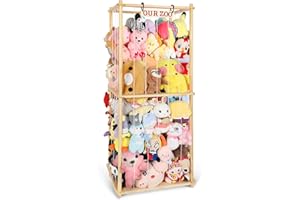 Fuilee Extra Large Stuffed Animal Storage for Corner Organizer,Premium Wooden Material with Elastic Cord Hold Up to 250 Plush Toys,Stuffed Zoo Animal Holder and Collection for Playroom-Birthday