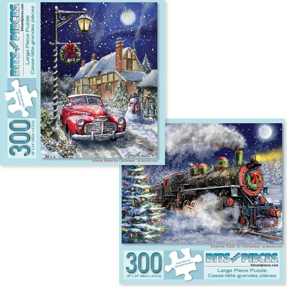 Amazon Com Bits And Pieces Value Set Of Two 2 300 Piece Jigsaw Puzzles For Adults Each Puzzle Measures 18 X 24 Classic Winter Holiday Jigsaws By Artist Marcello Corti Toys Games