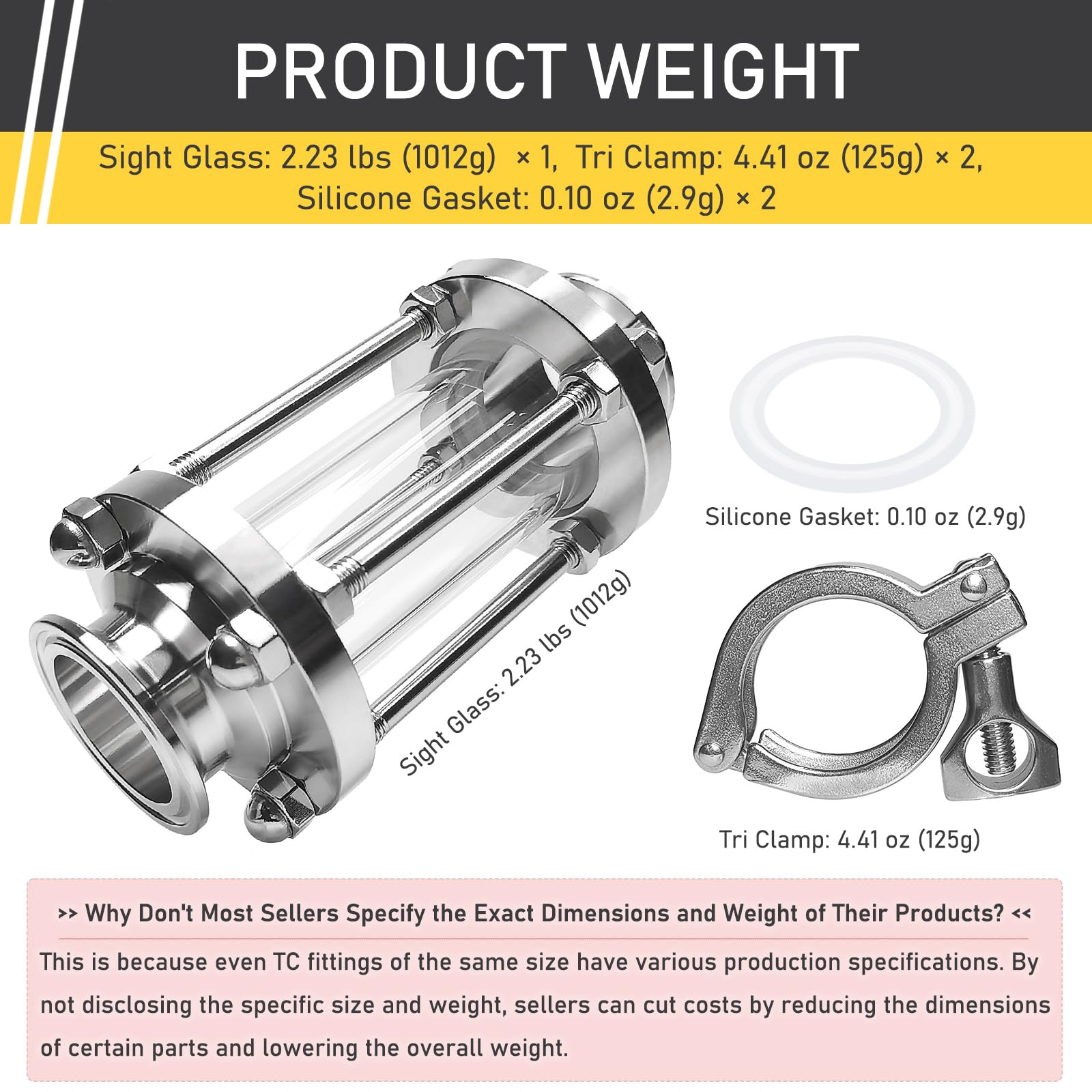 1.5 Tri Clamp Sight Glass Stainless Steel 1.5 Tri Clamp Sight Glass Stainless Steel