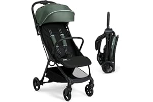 Jeep Altitude Compact Travel Stroller by Delta Children Greenguard Gold, Easy One Hand Fold, Lightweight, Extendable Canopy with Peek-a-Boo Window, Reclining Seat, 4 Wheel Suspension, Olive Green