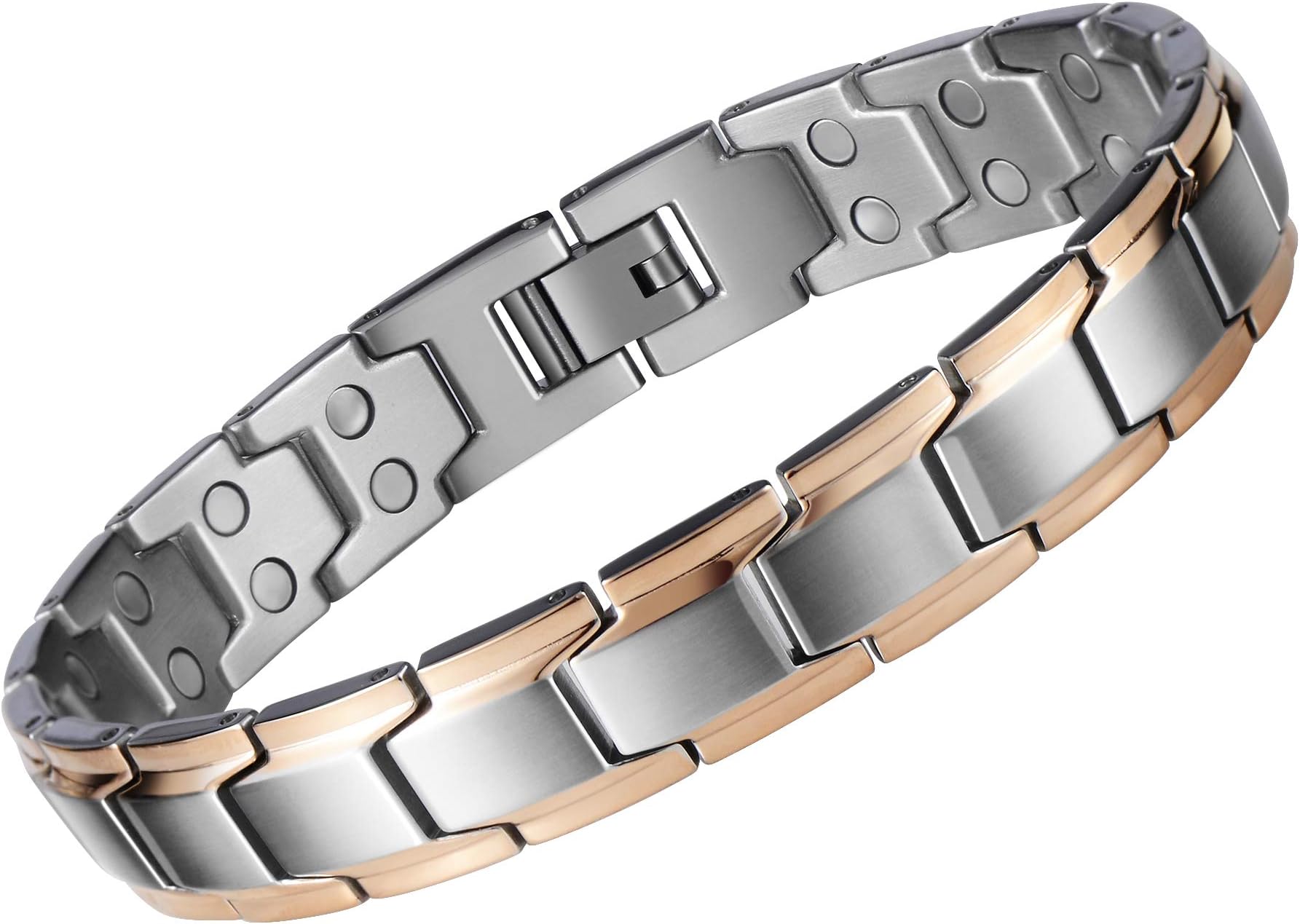 Magnetic Bracelet for Men,Stainless Steel Magnetic Therapy Bracelets for Men for Arthritis, Arthritis Bracelets for Men Pain Relief and Carpal Tunnel with Remove Tool(Rose Gold)