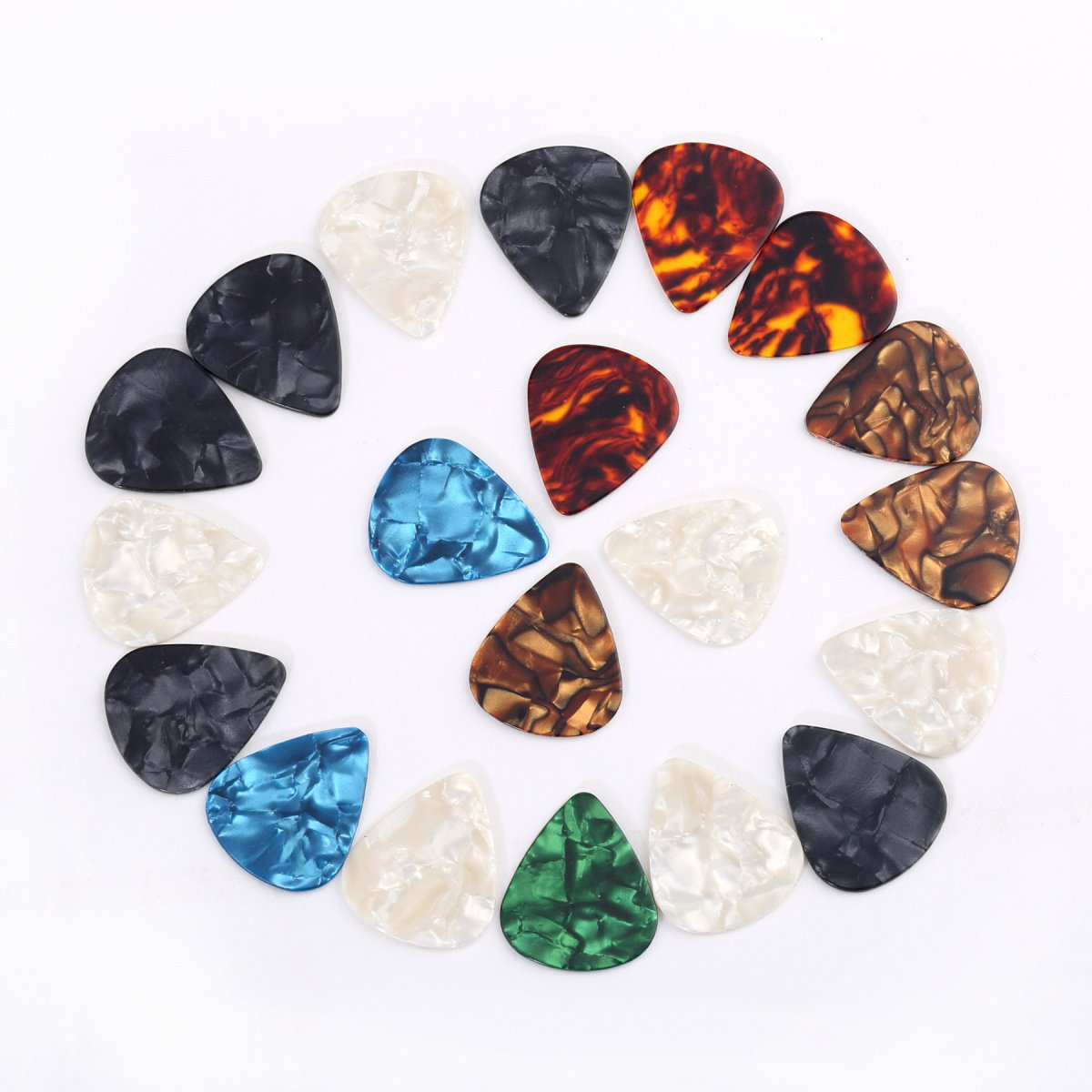 Musiclily 1.5mm Extra Heavy Gauge Pearloid Guitar Bass Picks, Random Color(20 Pieces)