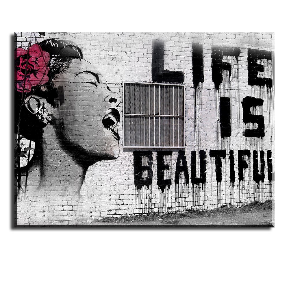 Canvas Wall Art for Bedroom, PIY Life is Beautiful Picture Gallery Canvas Prints Home Decor, 1" Deep Frame, Ready to Hang, Waterproof Giclee Print Oil Paintings, 12"x16"x1"(Thick) Ready to Hang