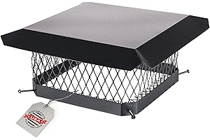 HY-GUARD HG1313 Single Flue Bolt On Galvanized Steel Chimney Cover, Mesh Size 3/4", Fits Outside Existing Clay Flue Tile, 13" x 13", Black