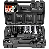 MateAuto 16 Piece Oxygen Sensor Socket Set w/Thread Chaser | O2 Sensor Socket Removal Tool, 22/27/29mm 7/8" 1-1/16" Sockets for Vacuum Oil Pressure Thermal Oxygen Sensors, Case