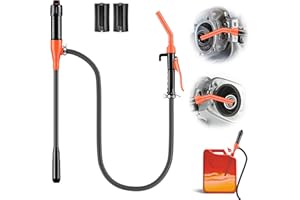 Kiweoci Electric Fuel Transfer Pump, 3GPM Portable Fluid Transfer Siphon Pump with Oil Pipeline, Battery Gas Pumps with Adjustable Flow Control Nozzle for Car/RV(Orange)