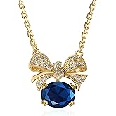 Fettero Gold Necklace for Women - 14K Plated Dainty Gold Necklaces Cute Charm Bow Heart Toi et Moi Pendant Trendy Necklaces for Women Jewelry