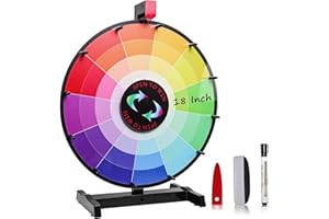 iElyiEsy 18 Inch Prize Wheel 12 Slots Spinning Wheel for Prizes with Non-Slip Suction Cup Base Dry Erase Marker and Eraser, Customized Spin Wheel for Trade Show Carnival Party Fortune Game
