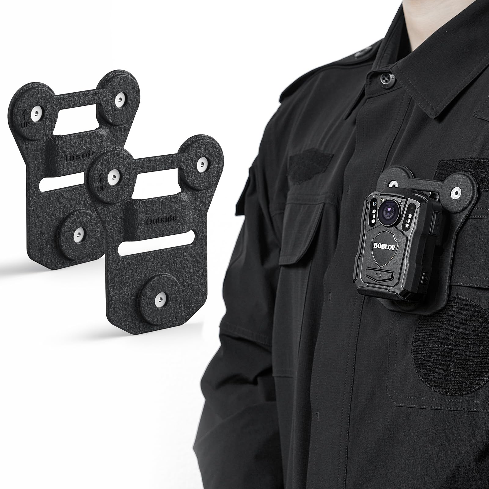 BOBLOV Body Camera Magnet Mount, 6pcs/8pcs Magnets Optional, Universal Magnetic Suction Back Clip, Make from Black Silica, Stick to Clothes for Universal All Brand Body Camera (12x10cm)