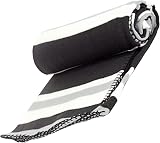AA Travel Fleece Blanket 150x120 cm Lightweight 322 g Black White Grey Stripes view 3