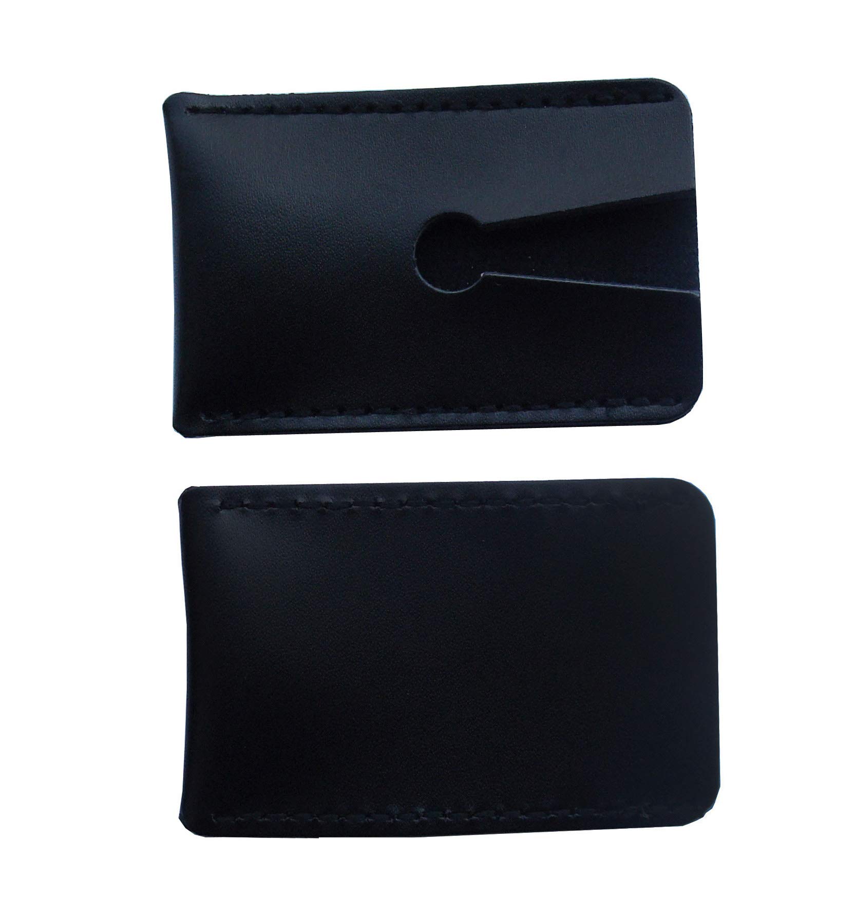 2 Pieces Lightweight Leather Double Edge Razor Head Sleeve Protective Case to Fit Most Safety Razor Heads Great for Traveling Professional Barbers (Black)