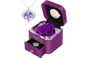 Impouo Birthday Gifts for Women, Preserved Flowers Rose with a Necklace, Eternal Flowers Rose Gifts for Grandma, Mom, and Wife on Mother's Day and Anniversary Christmas Thanksgiving, Valentine's Day