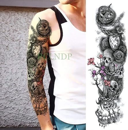 Yyoutop étanche E Tatouage Autocollant Horloge Oiseau Pagode