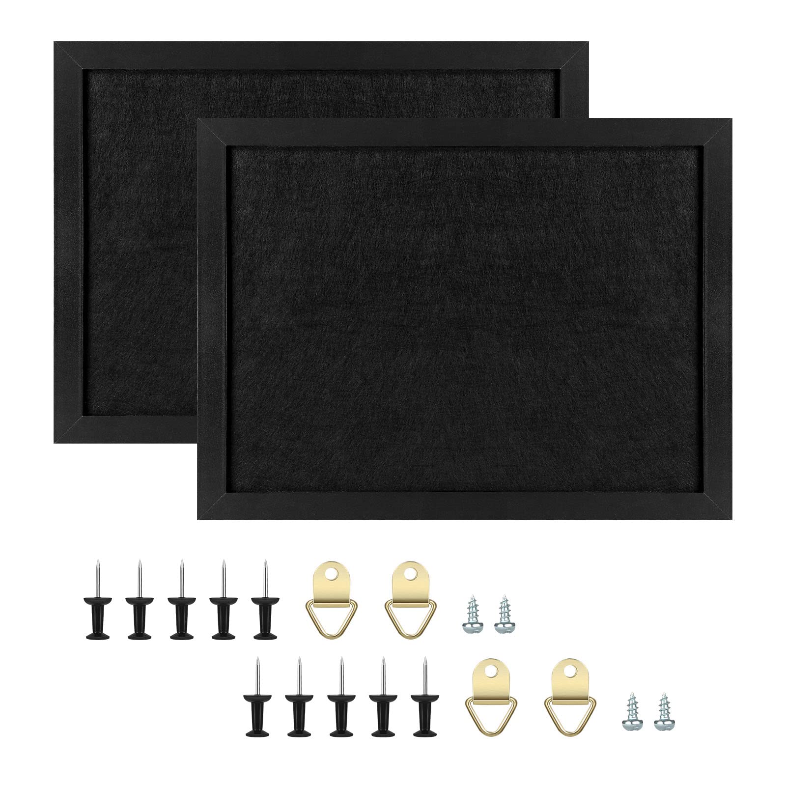 Okydoky Cork Board Bulletin Board with Felt,Wood Framed Display Bulletin Board for Walls with Pins, Eye Bolts, gaskets, Screws, Pin Board for Office, School and Home (Black, 43 * 58cm-2p)