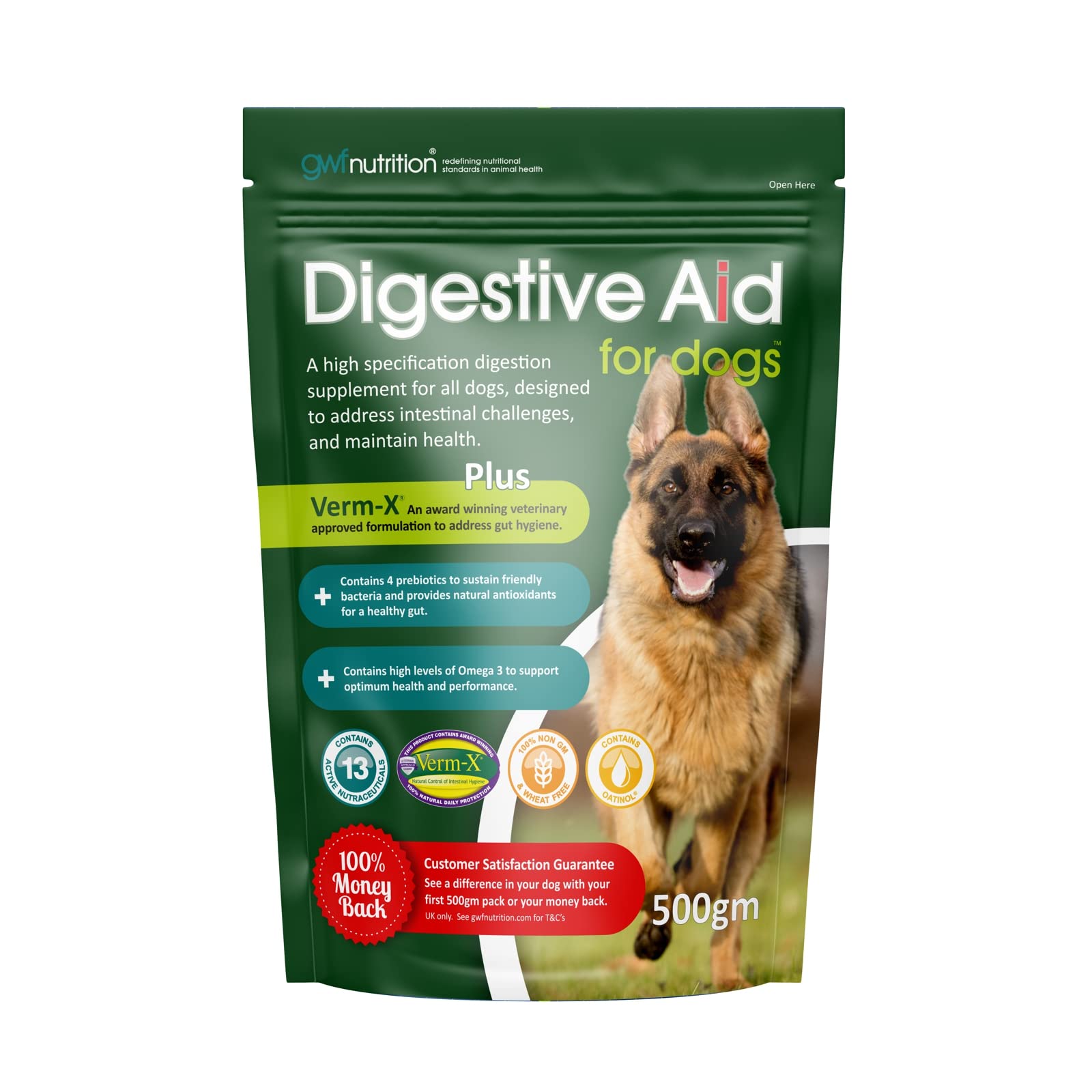 GWF Nutrition | Digestive Aid for Dogs | Digestive Health Supplement for All Dogs | All Ages and Breeds | 500g Pouch