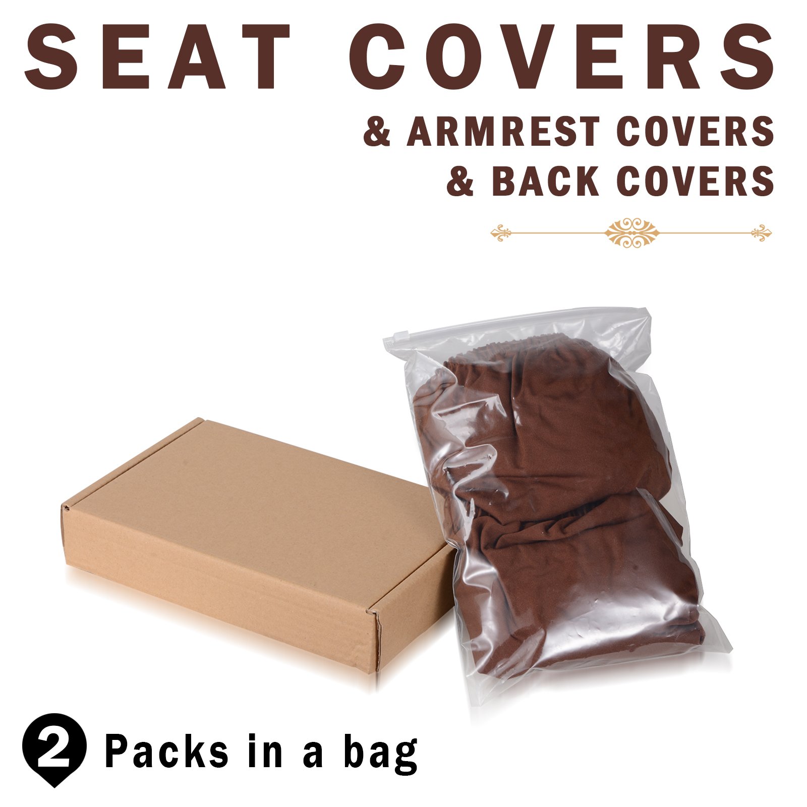 Voilamart 4 Pack Office Computer Chair Seat Covers, Desk Chair Cover Removable Universal Chair Covers Stretch Rotating Chair Slipcover Desk Chair Seat Cushion Protectors (21inch, Coffee)