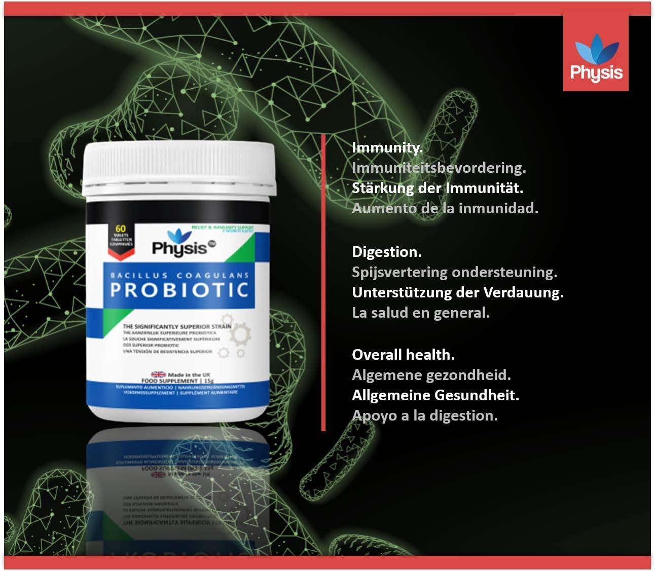 Physis Bacillus Coagulans Probiotics Contains 60 Tablets Provides a