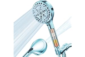 Handheld Shower Head with Filter, High Pressure 10 Spray Modes and Power Wash Mode for Cleaning, 3 Replaceable Filter Reduce 