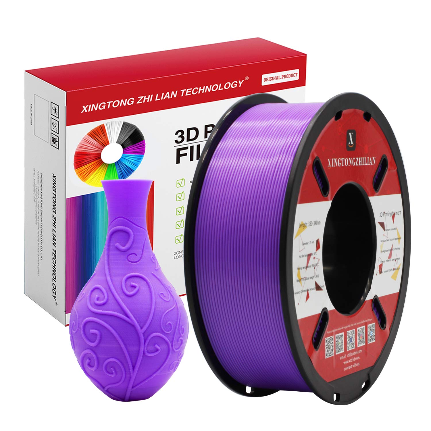 PLA 3D Printer Filament 1.75mm,3D Printing Filament Material Dimensional Accuracy +/- 0.02 mm,1kg/Spool (2.2 LBS) for 3D Printers,Violet PLA
