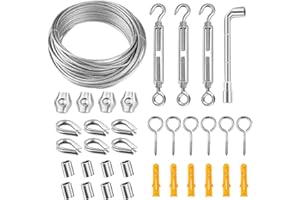 SHBAOCH Garden Wire Trellis Kit, 20m/2mm Stainless Steel Cable Rope PVC Coated Wire Rope Kit with M4 Turnbuckles for Climbing
