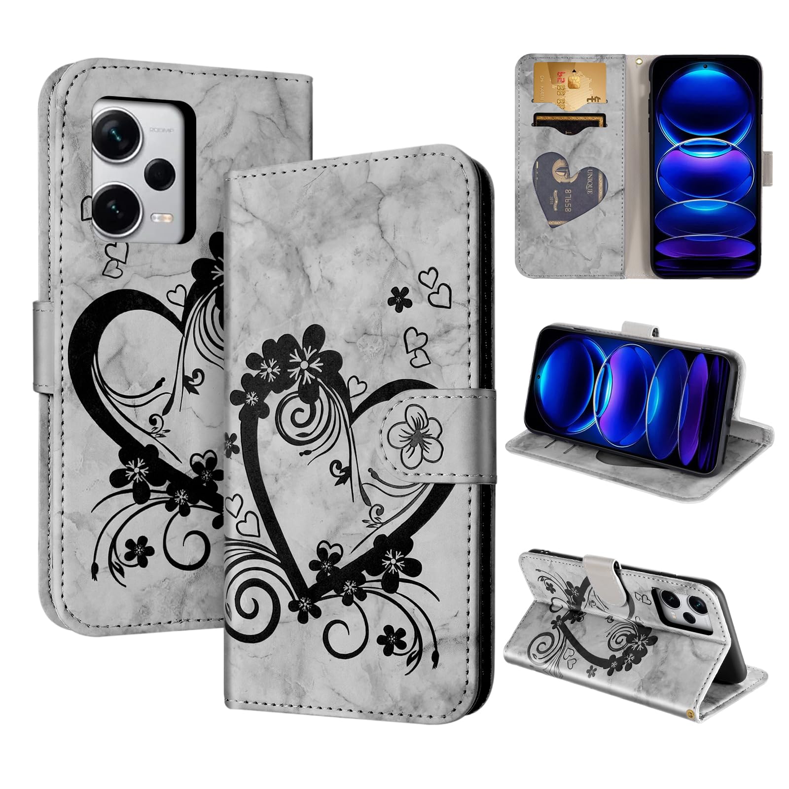 CASAFUNY Case for Xiaomi Redmi Note 12 Pro+ Plus 5G Protective Wallet Case Cover Magnetic Closure Flip Case for Xiaomi Redmi Note 12 Pro+ 5G, Black — image 1