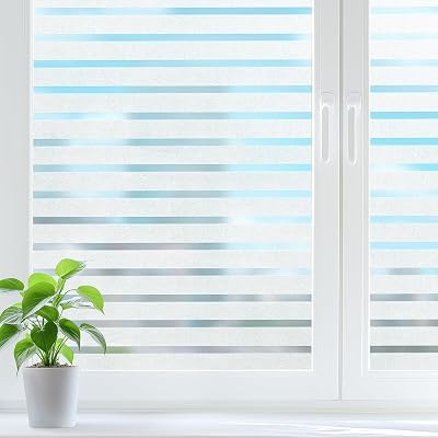 DOWELL Window Film Privacy 75x400cm Stripes Non Adhesive UV Protection