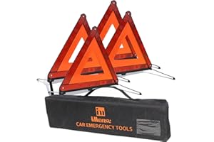iMonse Warning Safety Triangle Kit, Emergency Roadside Warning Reflective Triangle, Foldable with Storage Case for Roadside Breakdowns Emergenc 4 Pack.