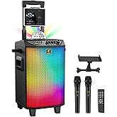 TONOR Wireless Karaoke Machine for Adults, PA System Portable Bluetooth Singing Speaker with 100ft Dual Wireless Microphones Microfono, Disco Ball for Home Karaoke, Party, Class and Church K20
