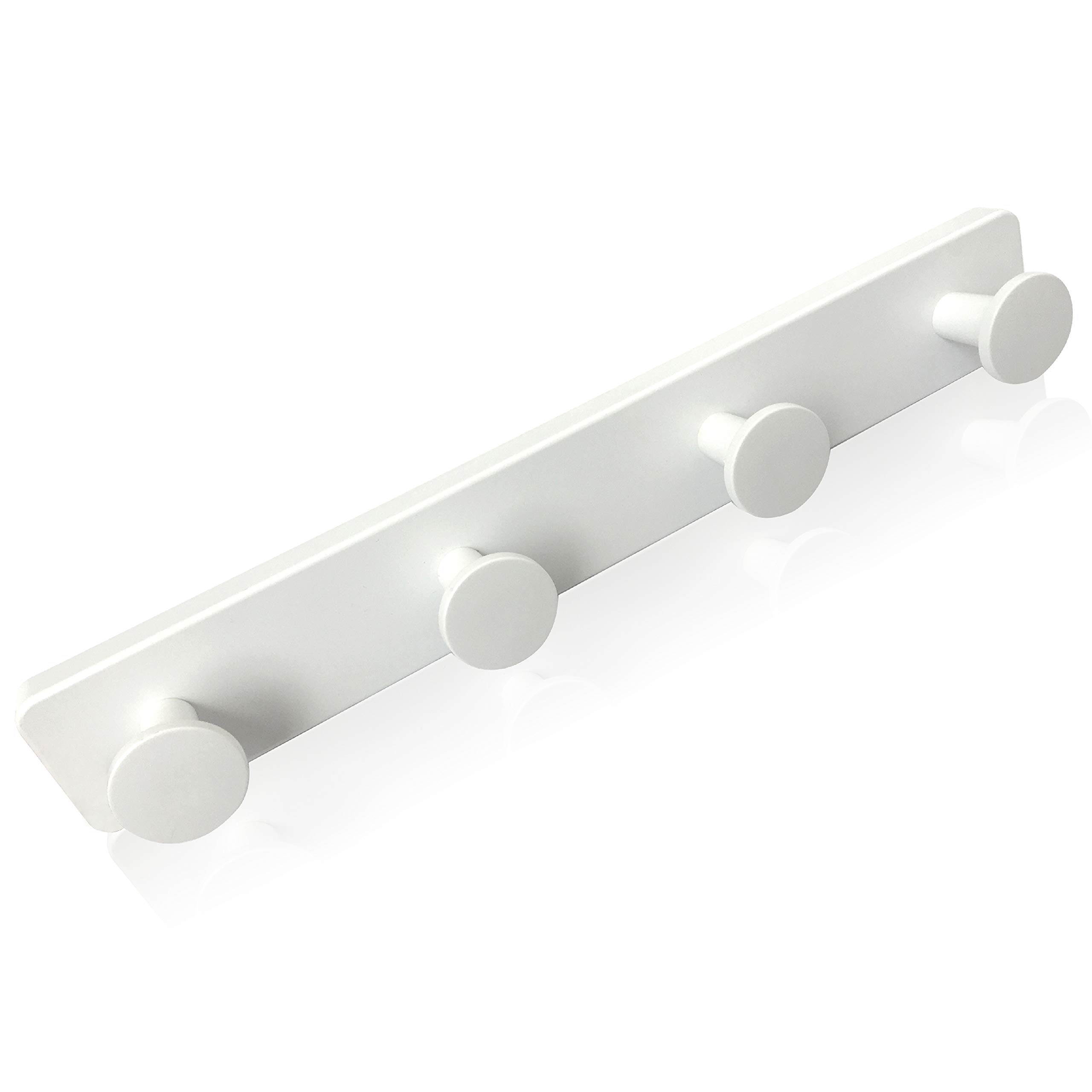 Kukicu White Wall Coat Rack with 4 Hooks – Sturdy and Easy Assembly – Original Hanger for Hallway Bathroom Bedroom Kitchen
