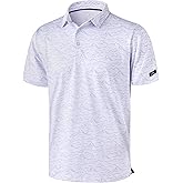 Obla Mens Golf Polo Shirts Short Sleeve Dry Fit Performance Moisture Wicking Casual Print Collared Golf Shirts for Men