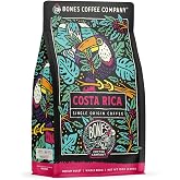 Bones Coffee Company Costa Rica Single-Origin, Cocoa, Nutty and Milk Chocolate Notes, Whole Coffee Beans, Low Acid Medium Roast Arabica Beans Flavored Coffee for Auto drip, 12 oz Whole Bean