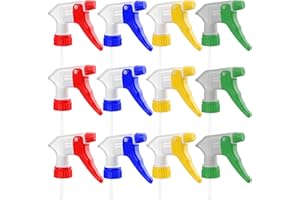 HETHYO Spray Bottle Nozzles Plastic Heavy Duty 12Pcs Trigger Spray Nozzle Replacement Head Leak Proof Water Bottle Spray Nozzles Adjustable Head Sprayer
