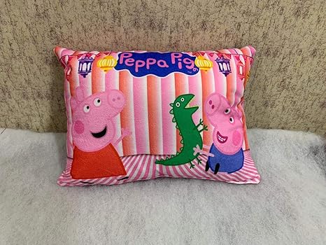 Divine Homes Cartoon Printed Velvet Baby Pillow Peppa Pig And