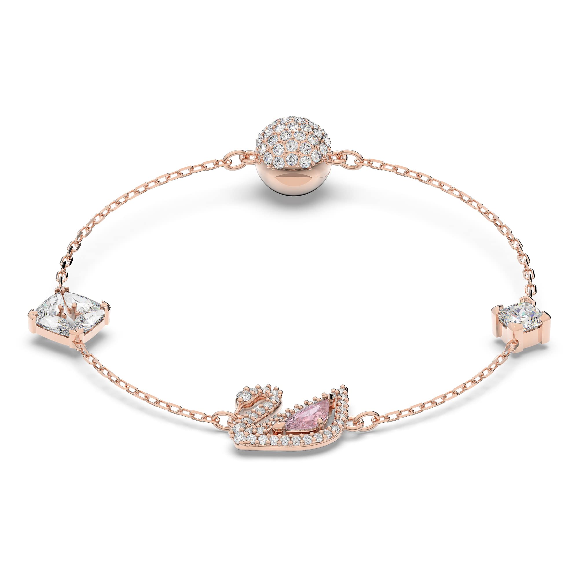 Swarovski Dazzling Swan bracelet, Magnetic, Swan, Pink, Rose gold-tone plated, S