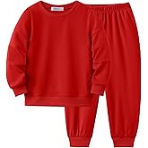 Arshiner Boys Long Sleeve Red Sweatshirt and Pants Set Holiday Clothes for Kids 6-7 Years