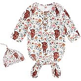 AMAWMW Newborn Baby Boys Girls Cartoon Sleeper Gown Long Sleeve Mountain Nightgown Hat Outfits