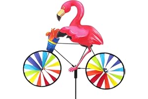 PREMIER KITES Bike Spinner Flamingo 20" – Elegant Tropical Bird Design, Weather-Resistant Outdoor Decor, Durable & Lightweight for Patios, Yards, and Gardens - Eye-Catching Wind Spinner with Rotating Wheels