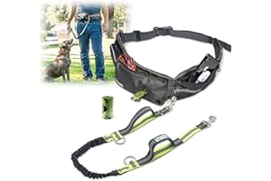 TAKSIN The Ultimate Hands Free Dog Leash System for Walking Running Hiking Training, Reflective Bungee Leash, Treat Holder, Poop Bag Dispenser for Small Medium Large Dogs (Grey Pack)