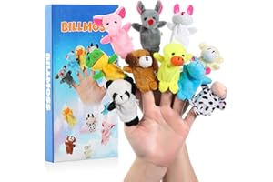Finger Puppets, BILLMOSS 10 Pcs Animals Plush Hand Puppet for Baby Story Time, Educational Storytelling Props for Kids