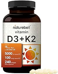 NatureBell Vitamin D3 5,000 IU + K2 100 mcg, 240
