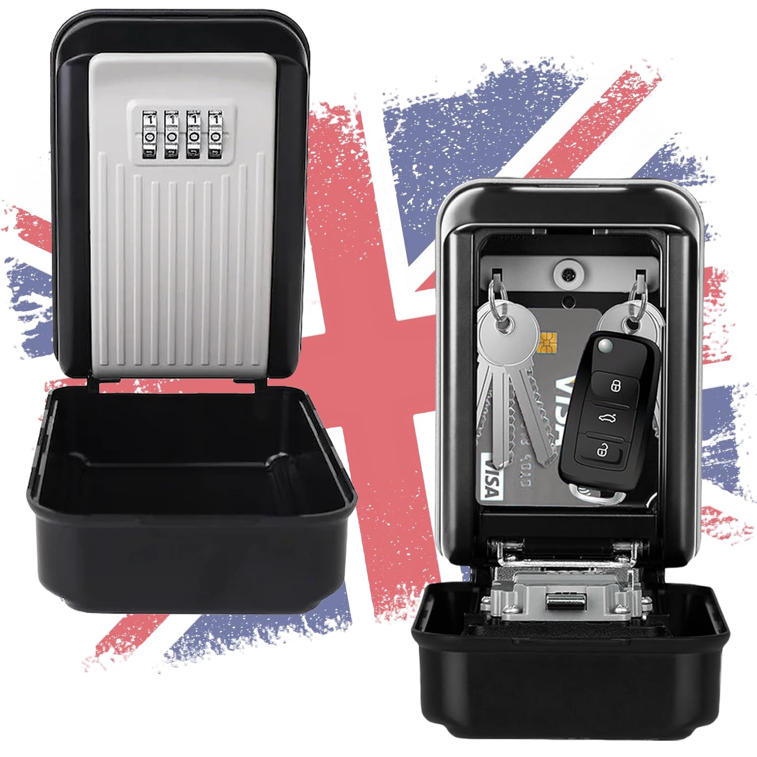 ViperSafe Key Safe Box Outdoor Waterproof: Heavy Duty Wall Mounted Security Lockbox, Large Capacity 4-Digit Combination Weatherproof Anti-Rust Key Storage for Airbnb, Rentals & Home - Grey