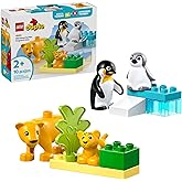 LEGO DUPLO Town Wild Animal Families Penguins & Lions Building Toy Playset - Preschool Learning & Educational Animal Toy for
