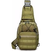 J.SH Tactical Sling Bag 4-in-1 Tactical Backpack Men's Military Crossbody Bag Features Hidden Storage Pockets EDC Backpack for Hiking, Cycling, and Running - Green
