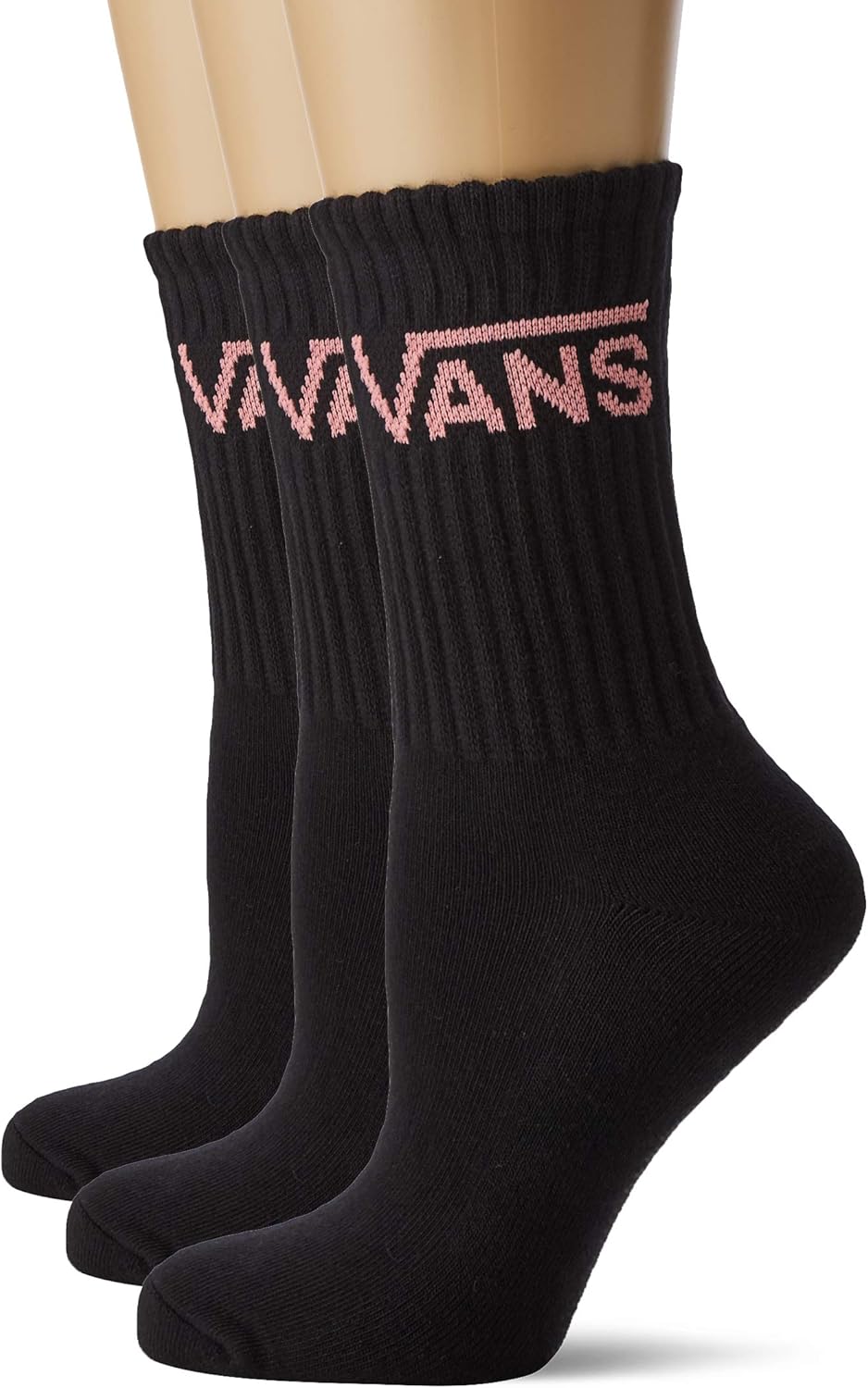 Vans Women's WM Classic Crew WMNS 6.510 3PK Socks, Black (Black