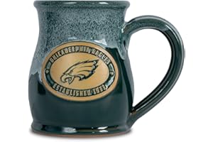 Greater Distance NFL Football Philadelphia Eagles 14 oz Two-Tone Tall Belly Mug, Handmade Large Ceramic Coffee Mug With Team Logo for True Fans, Premium Deneen Pottery Made in USA