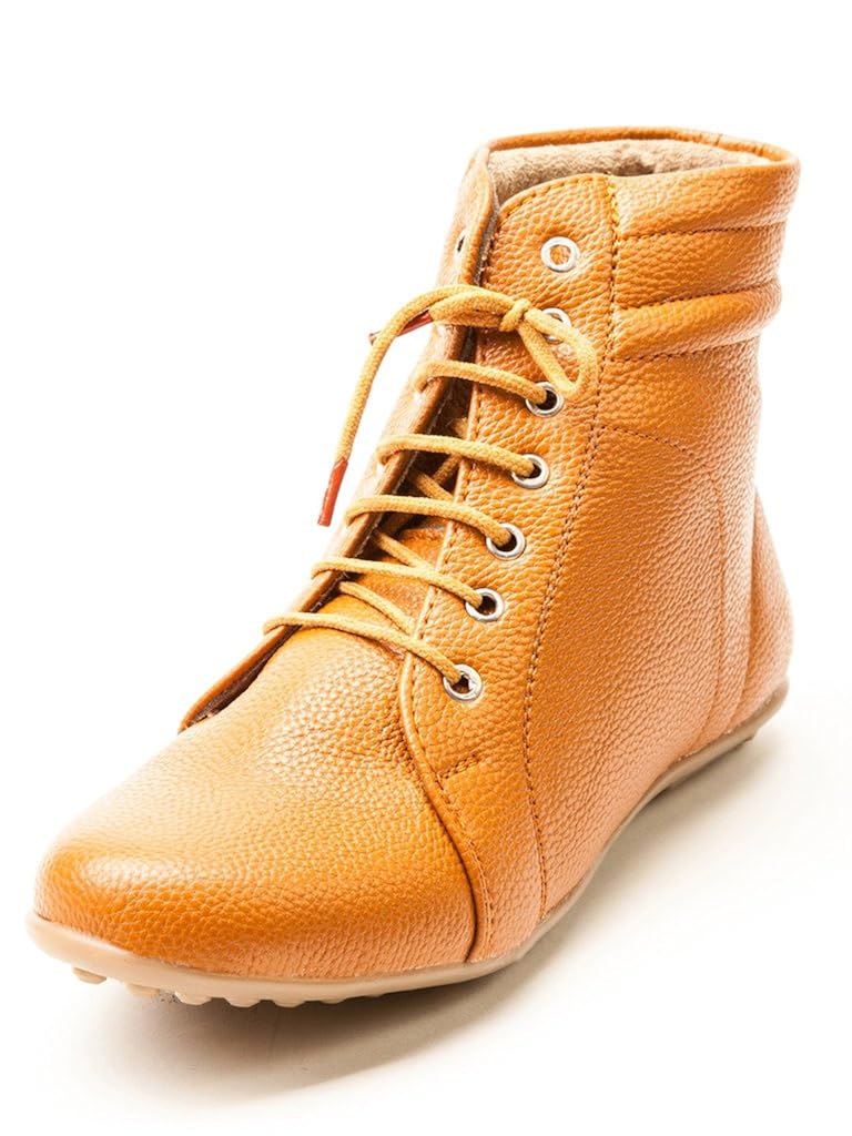 marc loire stylish women's/girl's boots high lace -up tan/solid