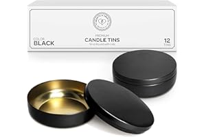 Hearts & Crafts Black Candle Tins 16 Oz with Lids 12-Pack of Bulk Candle Jars for Making Candles, Arts & Crafts, Storage, Gif